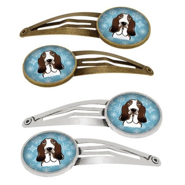 Carolines Treasures Snowflake Basset Hound Barrettes Hair Clips, Set of 4, 4PK BB1677HCS4